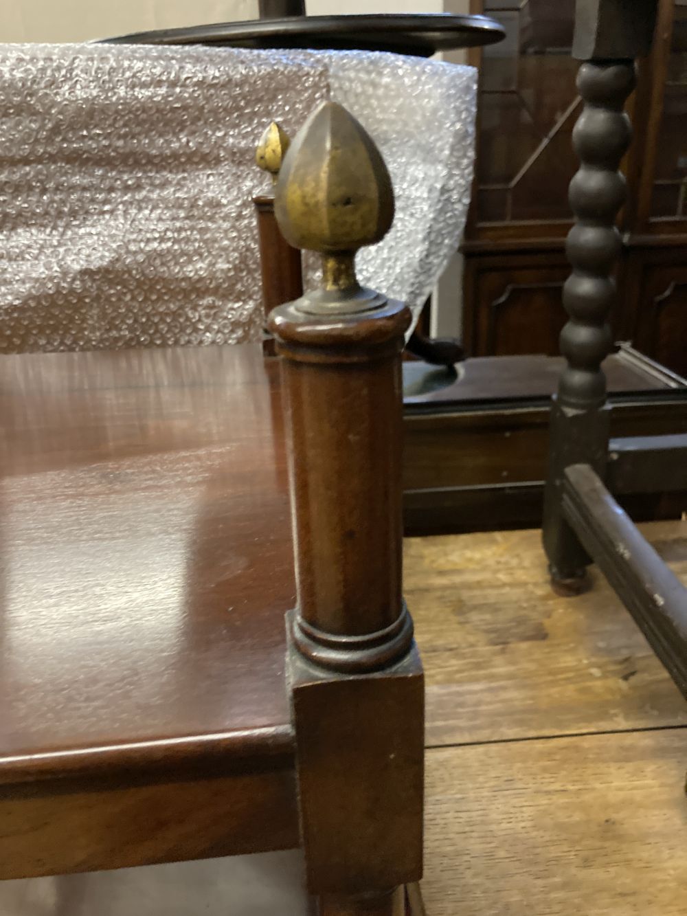 A 19th century three tier mahogany whatnot (altered), width 46cm, depth 42cm, height 112cm